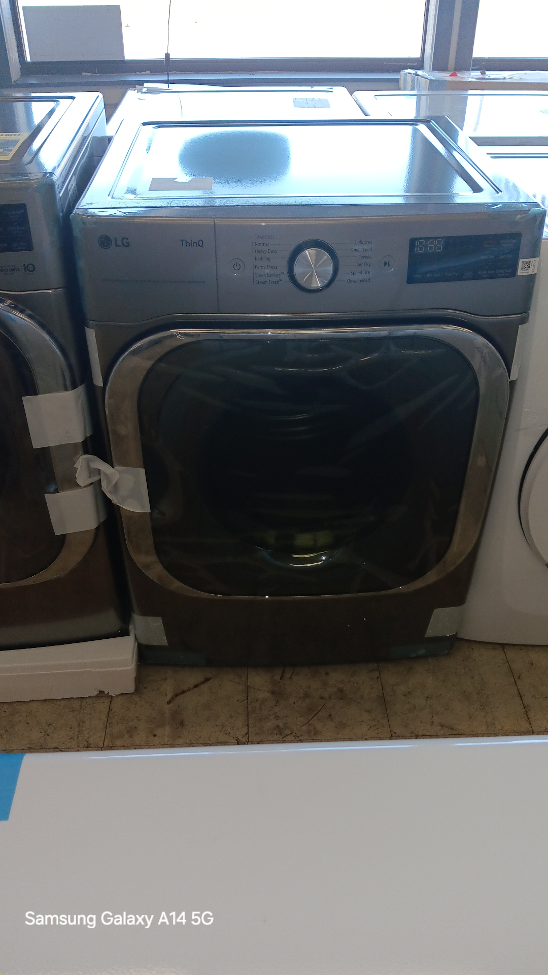 LG ThinQ dryer on the showroom floor